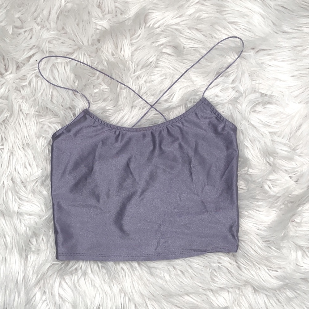 Light purple satin crop top